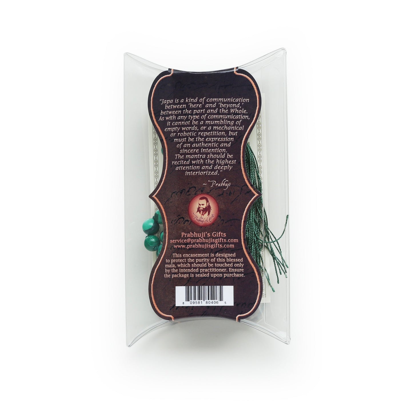 Prabhuji Prayer Mala Beads - Man-made Malachite - 108 Prayer Beads