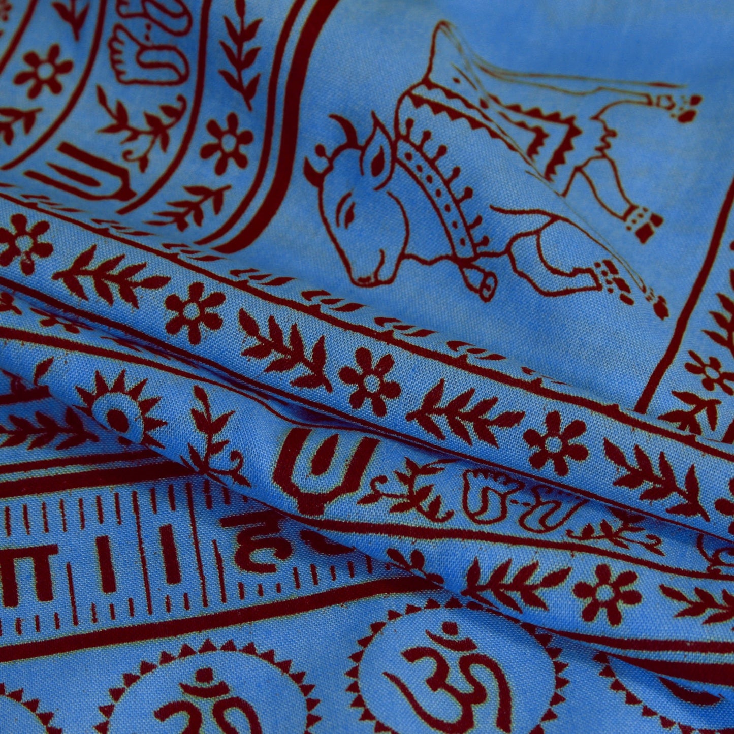 Meditation Yoga Prayer Shawl - Maha Mantra - Denim Blue Large - Tree Spirit Wellness