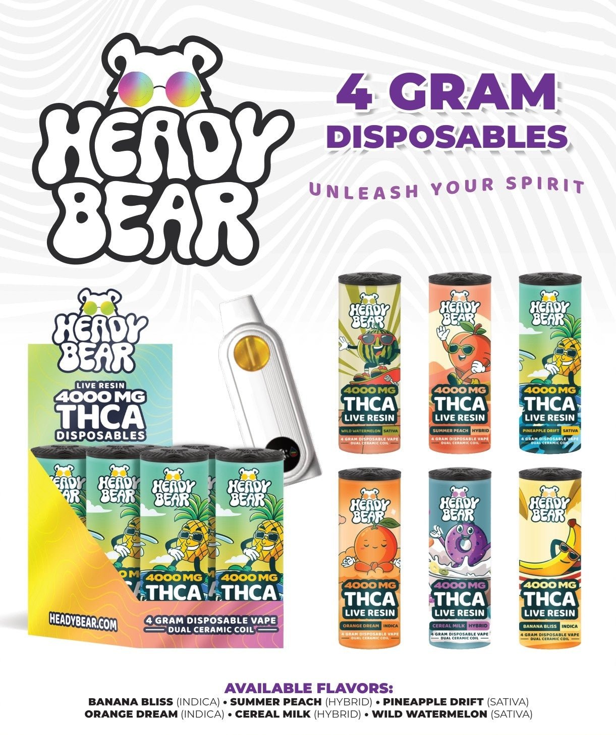 New! Heady Bear - Orange Dream Vape (Indica) 6pcs - Tree Spirit Wellness
