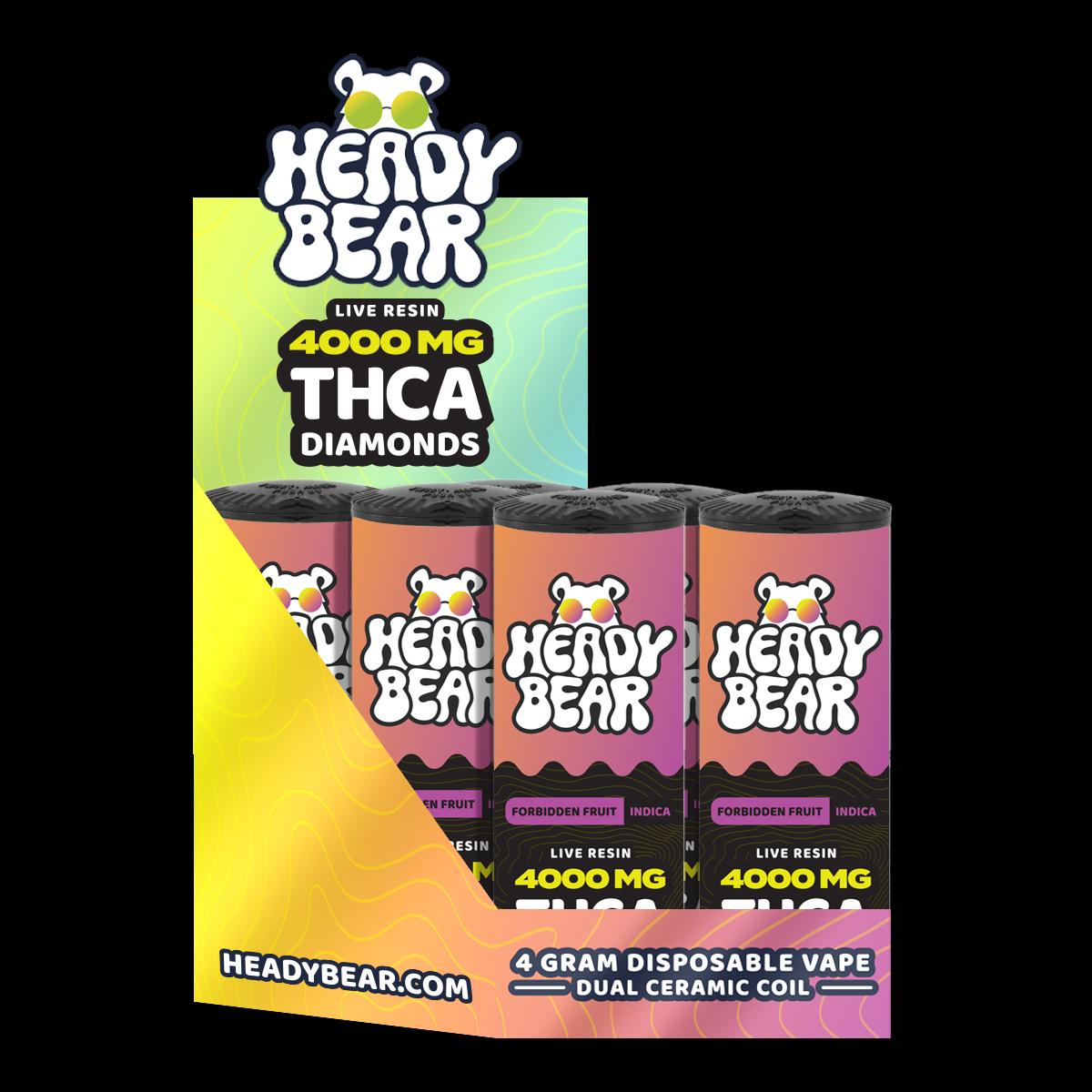 New! Heady Bear - THCA Diamonds - Forbidden Fruit Vape (Indica) 6pcs - Tree Spirit Wellness