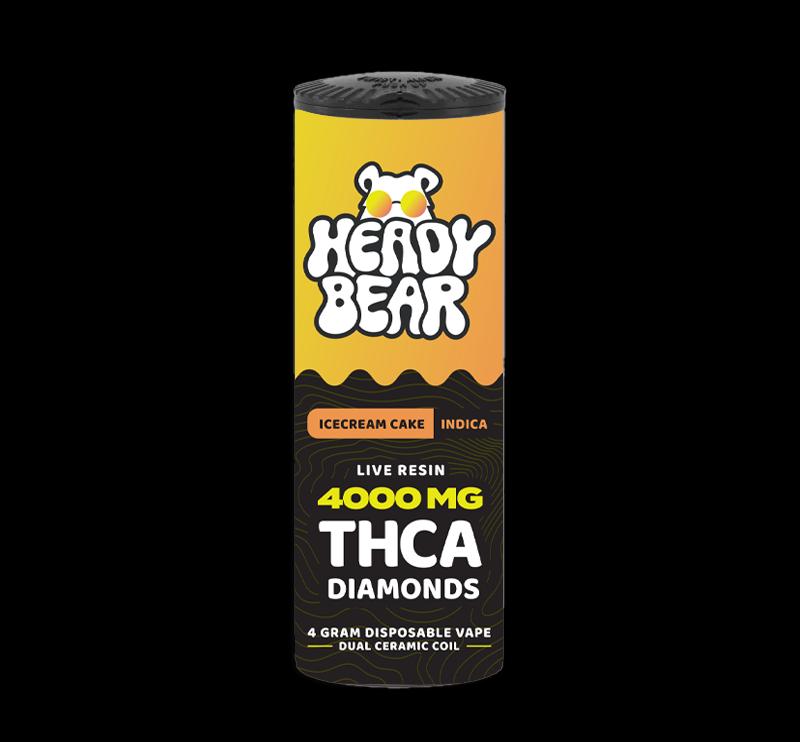 New! Heady Bear - THCA Diamonds - Icecream Cake Vape (Indica) 6pcs - Tree Spirit Wellness