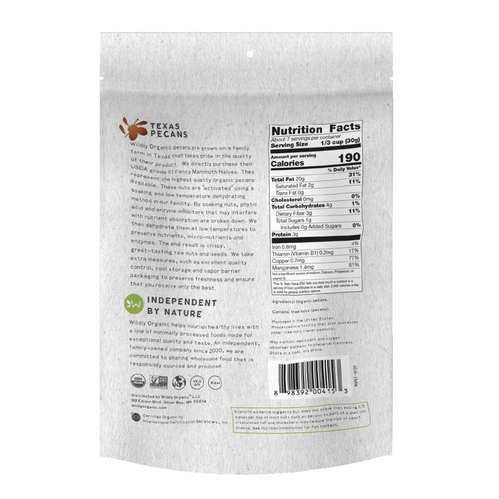 Nuts | Raw | Soaked & Dried | Certified Organic | Pecans |25 lb. Case - Tree Spirit Wellness