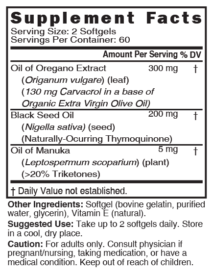 Oil of Oregano 500 mg Softgel 60ct - Tree Spirit Wellness