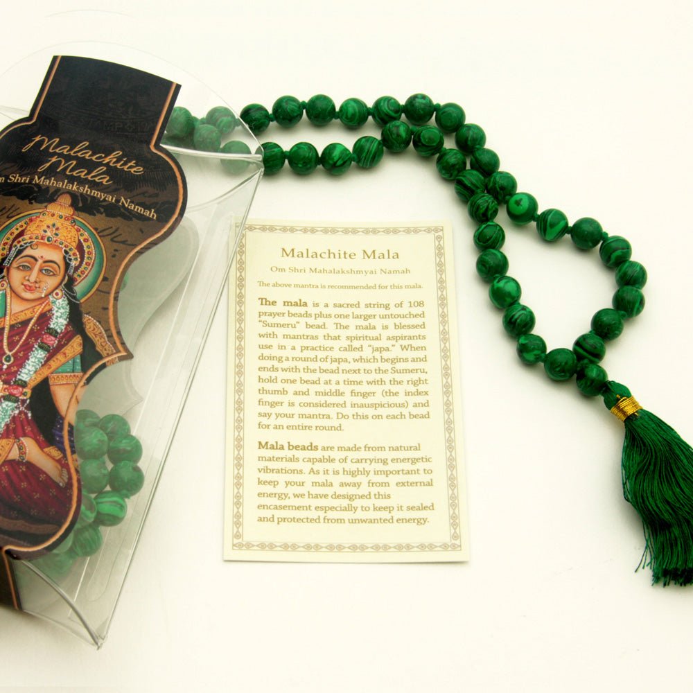 Prayer Mala Beads - Man - made Malachite - 108 Prayer Beads - Tree Spirit Wellness