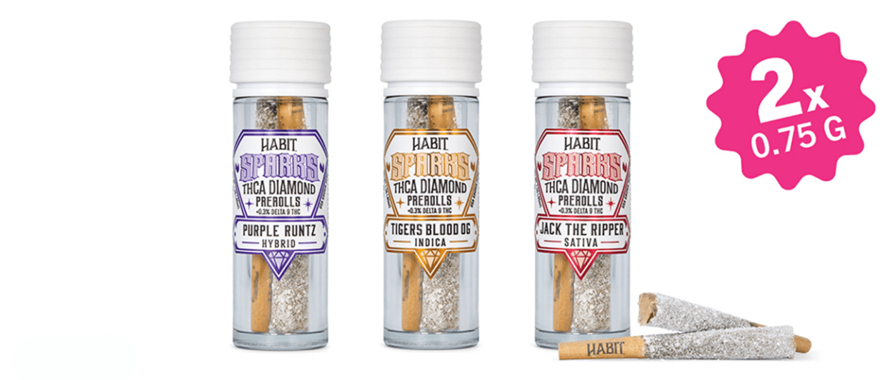 THCA Sparks Diamond Coated Jack The Ripper .75g (Sativa) PRE - Rolls 2Pk - 5PKS - Tree Spirit Wellness