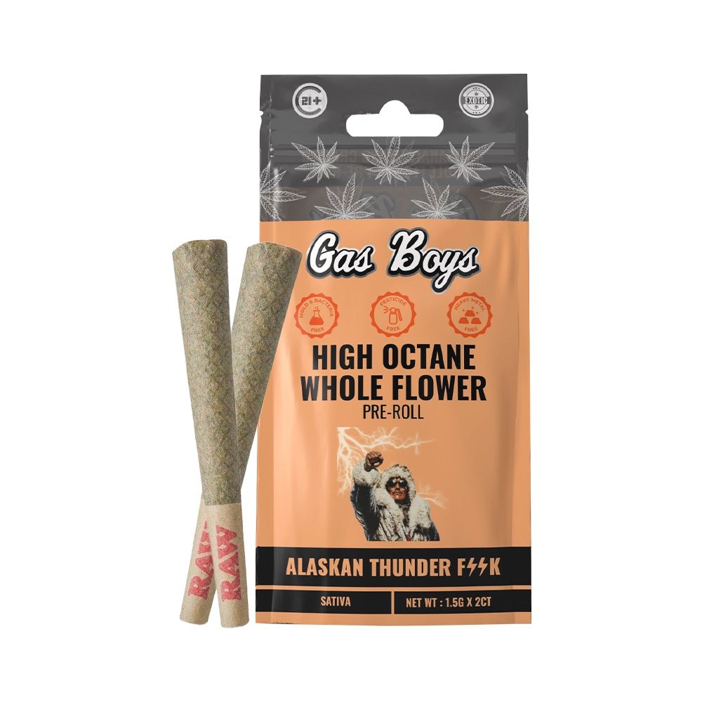 THCA Whole Flower PRE - ROLL Alaskan Thunder F**k Display Box - Sativa (10ct pouches) - Tree Spirit Wellness