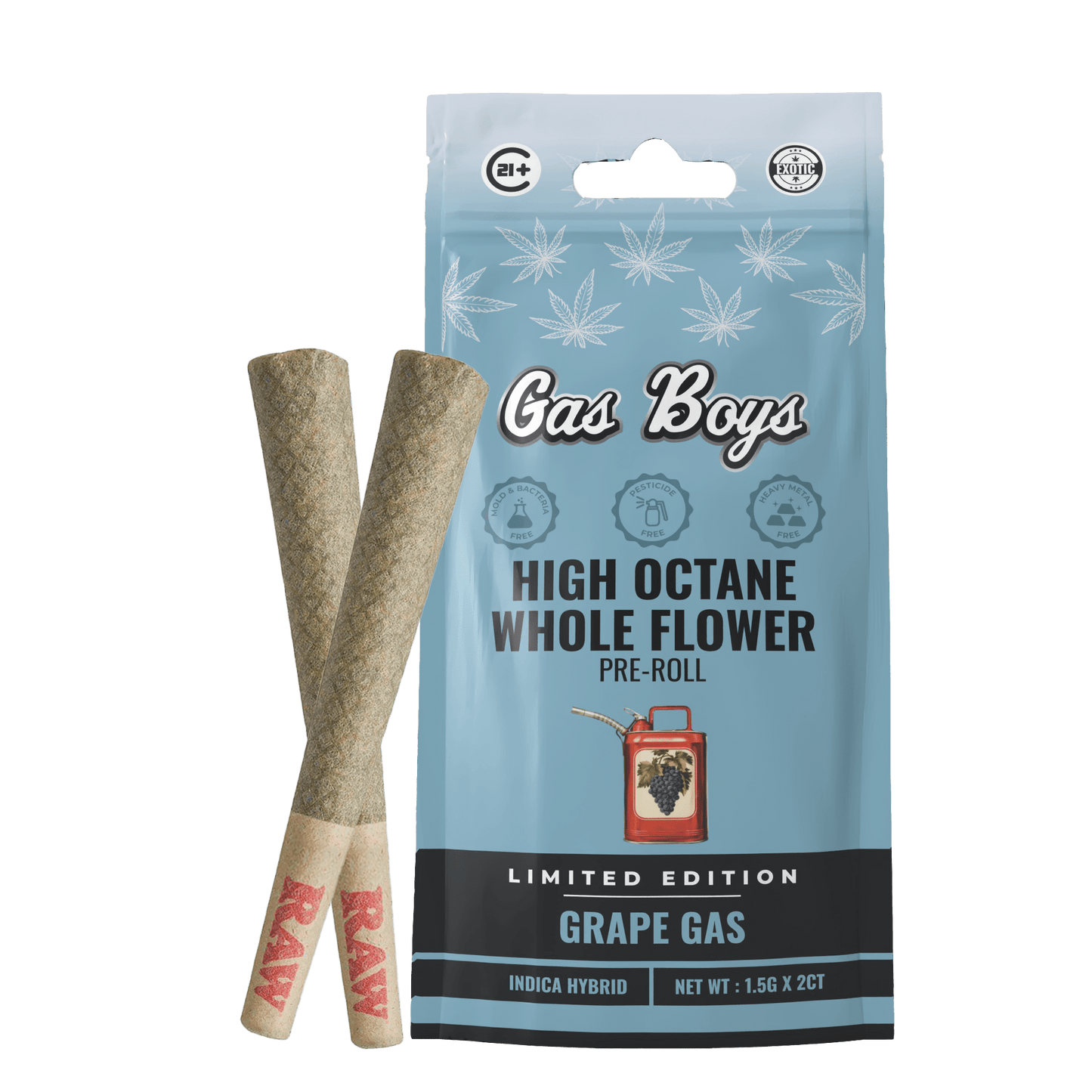 THCA Whole Flower PRE - ROLL Grape Gas Display Box - Indica Hybrid (10ct pouches) (Limited Edition) - Tree Spirit Wellness