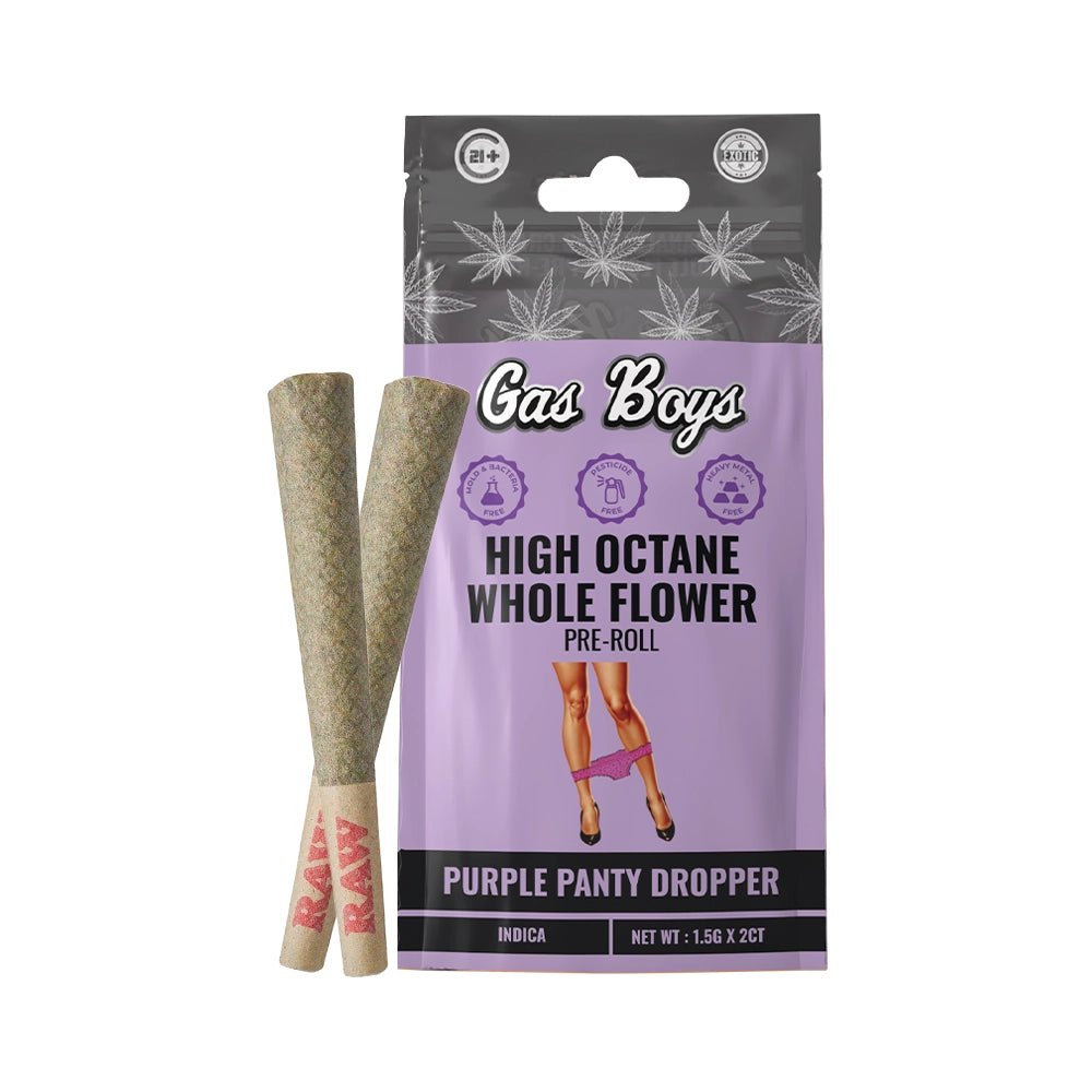THCA Whole Flower PRE - ROLL Purple Panty Dropper Display Box - Indica (10ct pouches) - Tree Spirit Wellness