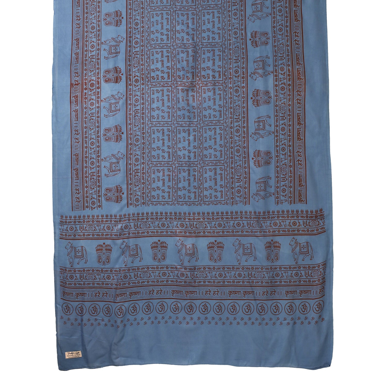 Prabhuji's Gifts - Meditation Yoga Prayer Shawl - Maha Mantra - Denim Blue Large