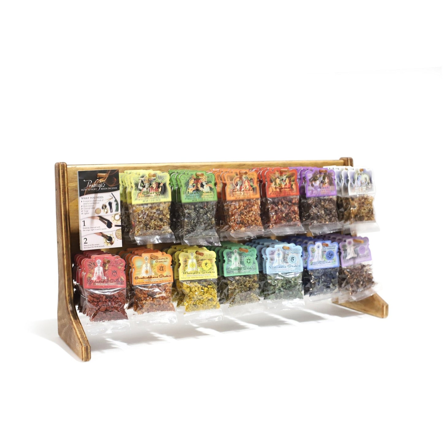 Wholesale Opening Bundle - Herbal Resin Incense - Display Rack with 7 - Chakra and 6 - Intention Complete Line 1.2 oz (34g) Bags - 78 Packs - Tree Spirit Wellness