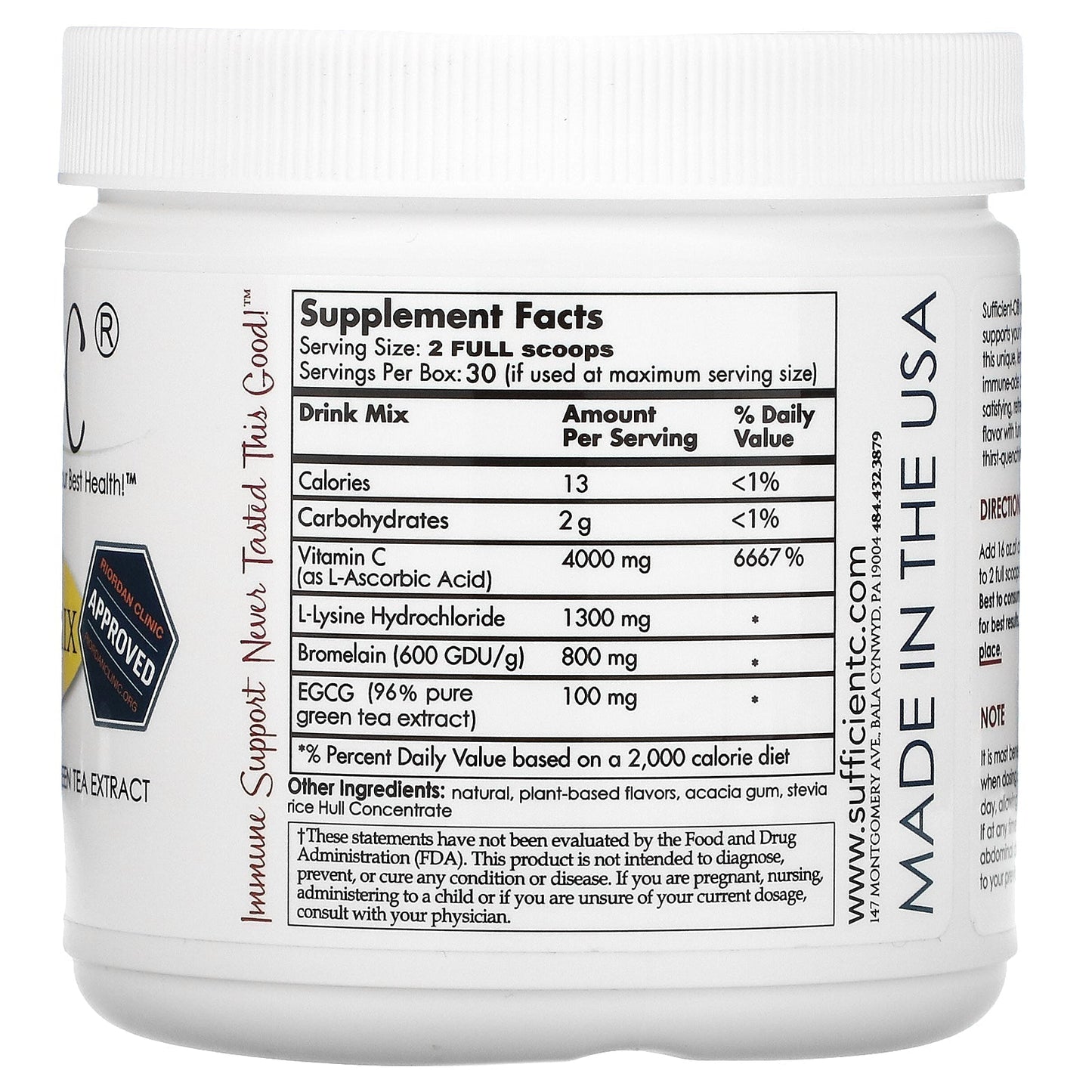 125g High Dose Vitamin C Lemon Peach Immune-Ade Drink Mix - Tree Spirit Wellness