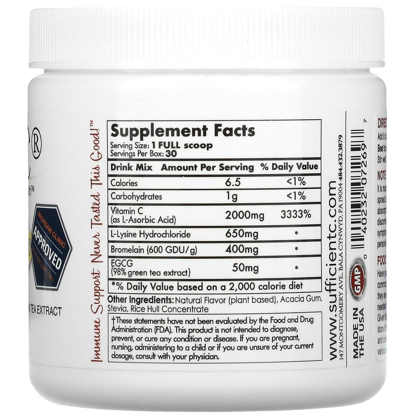 125g High Dose Vitamin C Lemon Peach Immune-Ade Drink Mix - Tree Spirit Wellness