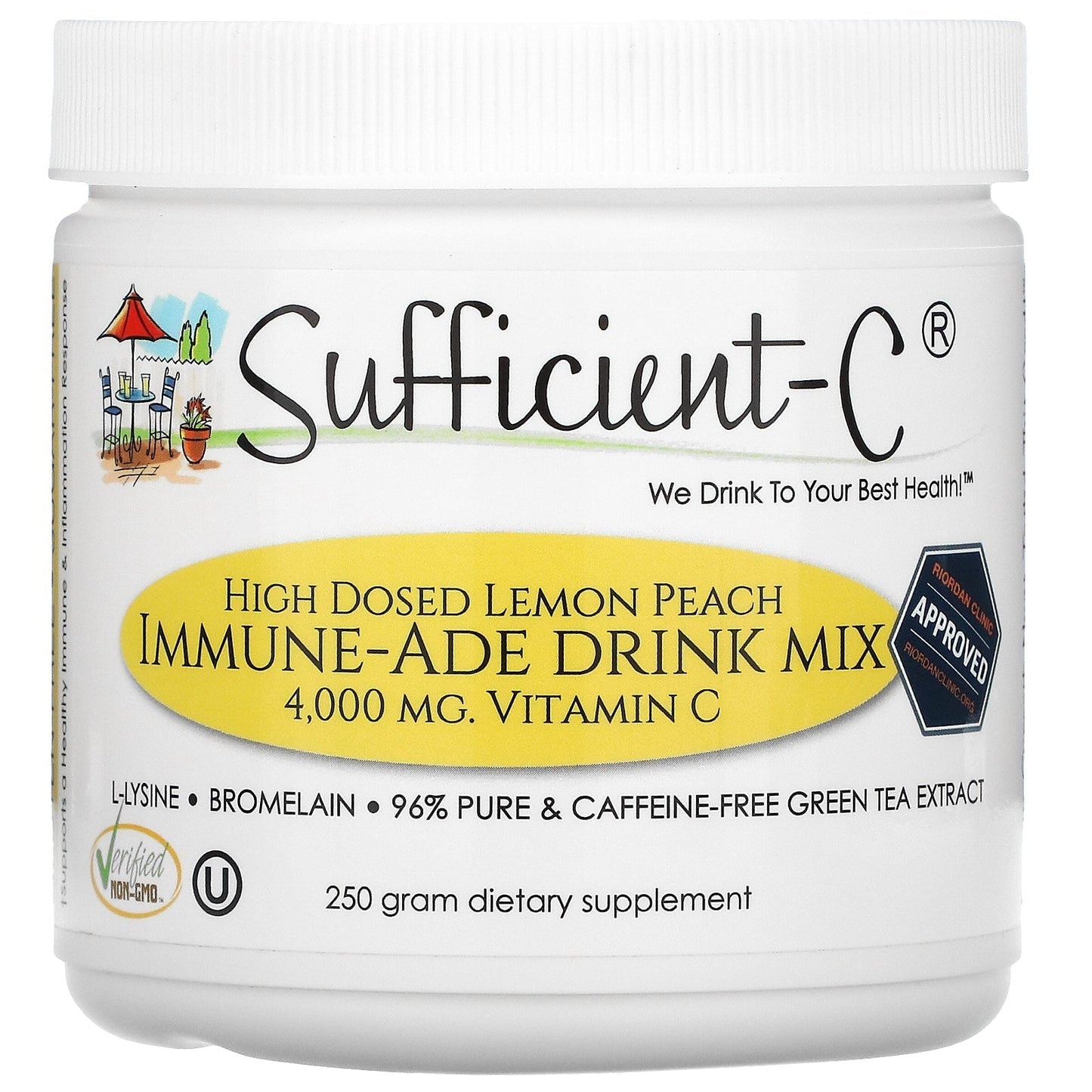 125g High Dose Vitamin C Lemon Peach Immune-Ade Drink Mix - Tree Spirit Wellness