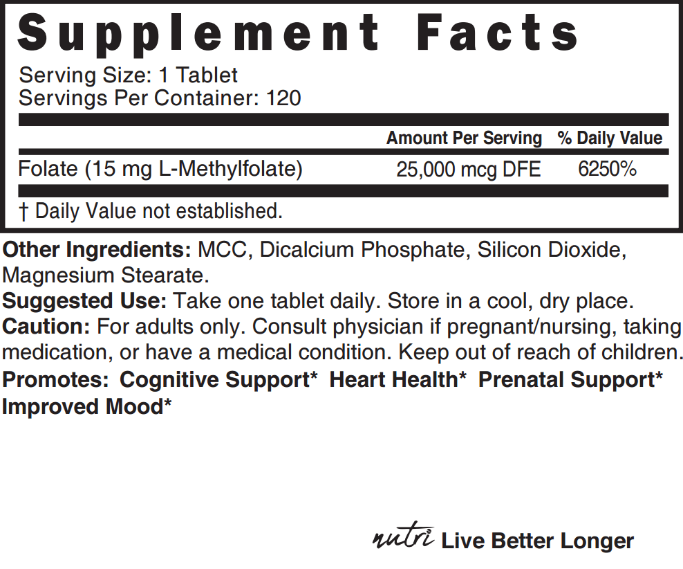 Methylfolate 15mg - Tree Spirit WellnessWellness