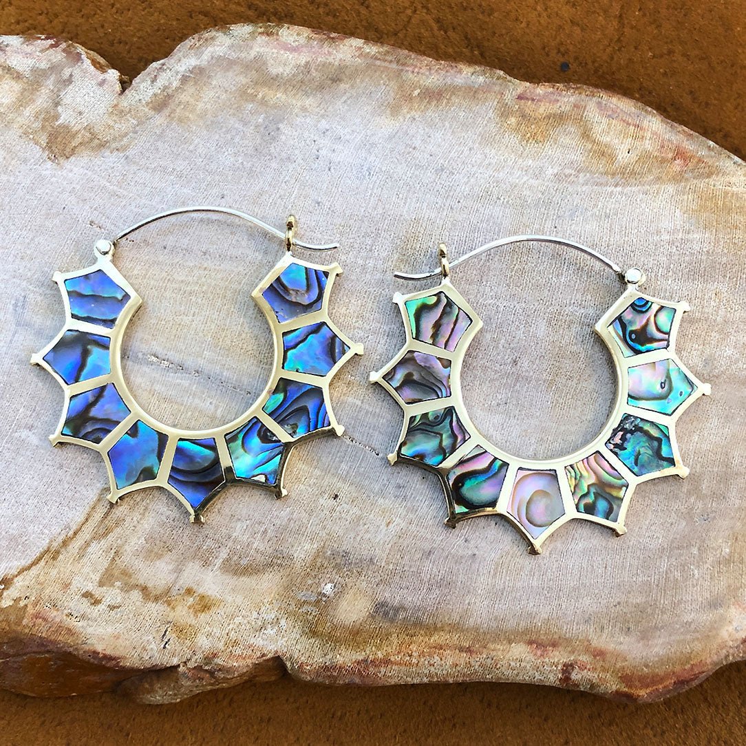 Abalone Dalina Hoops - Silver Posts - Tree Spirit Wellness