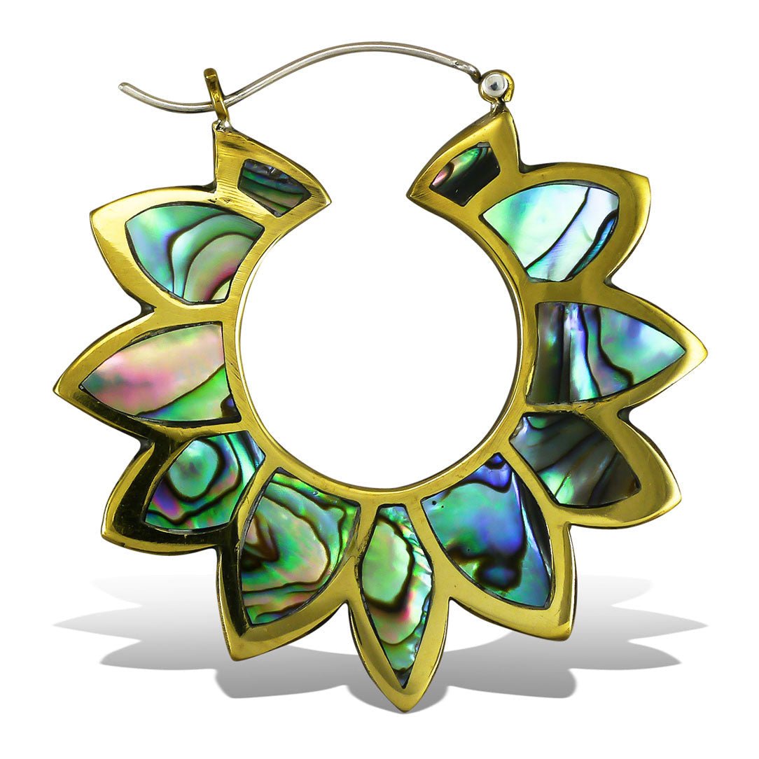 Abalone Sunflowers - Silver Post - Tree Spirit Wellness