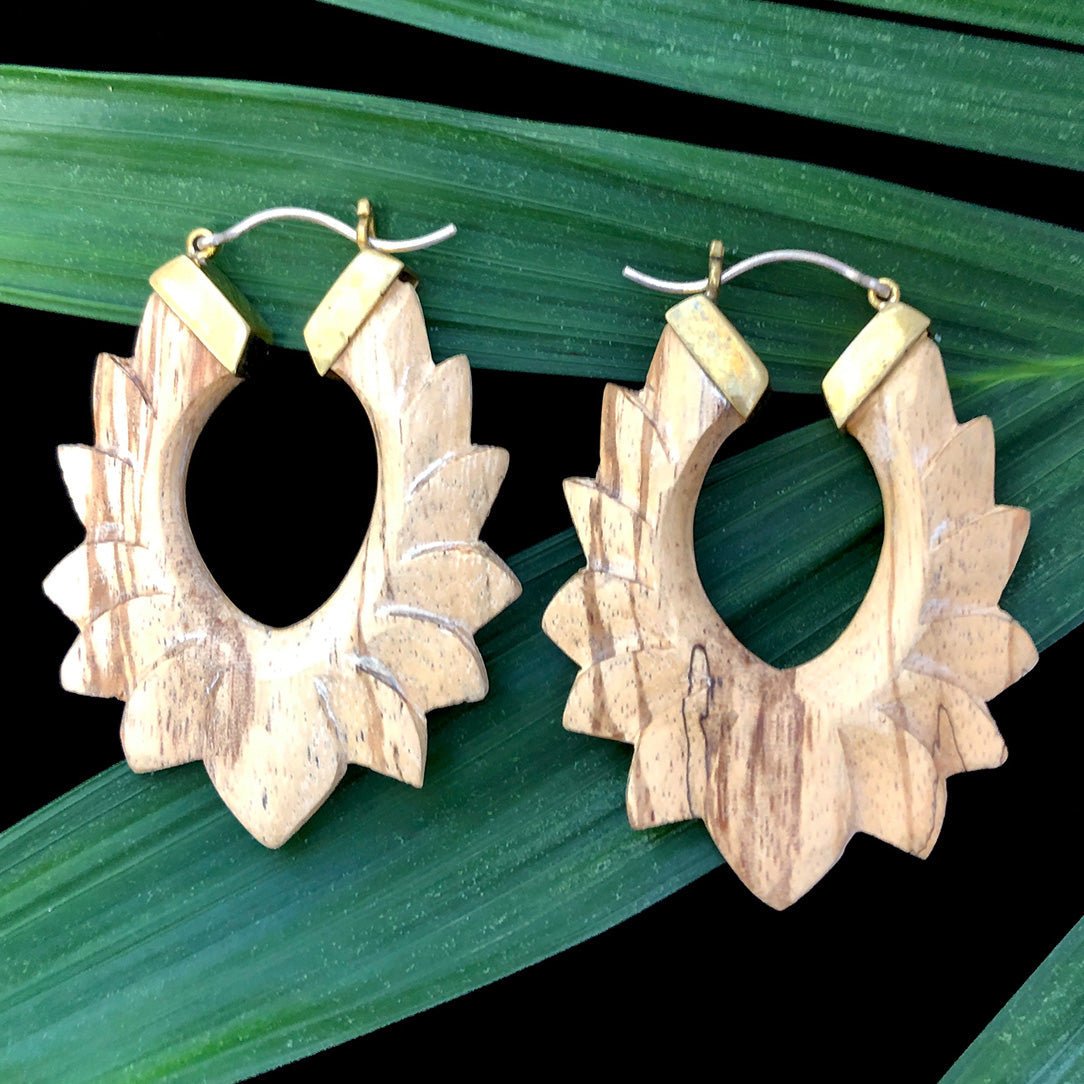Alethia Hoops - Wood - Tree Spirit Wellness