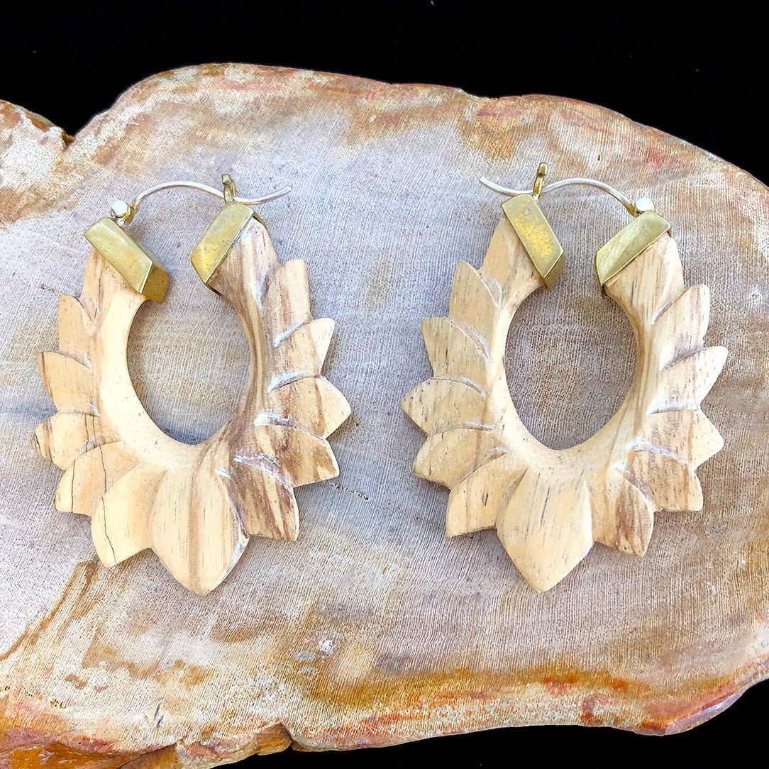Alethia Hoops - Wood - Tree Spirit Wellness