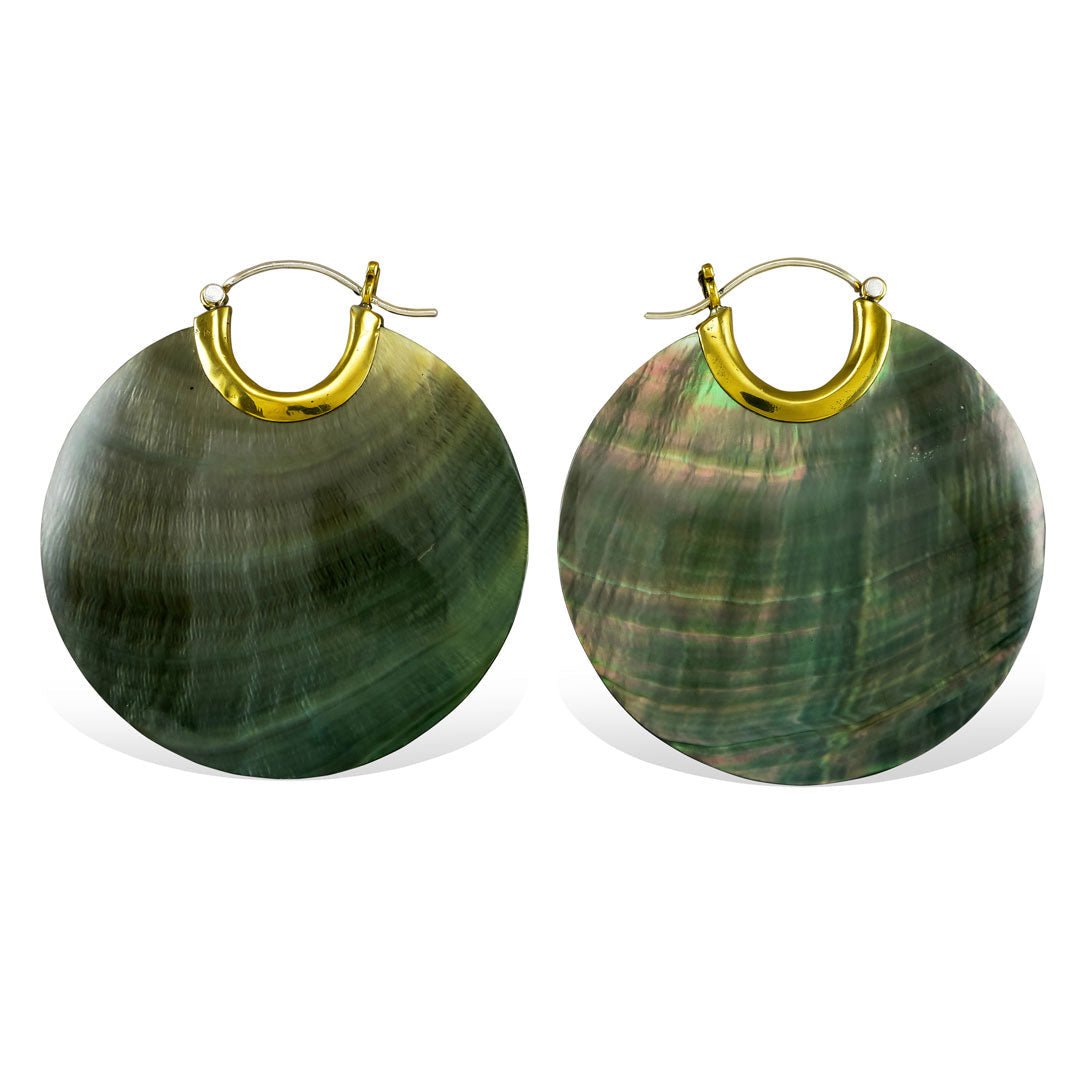 Ariel Hoops - Black Shell - Tree Spirit Wellness