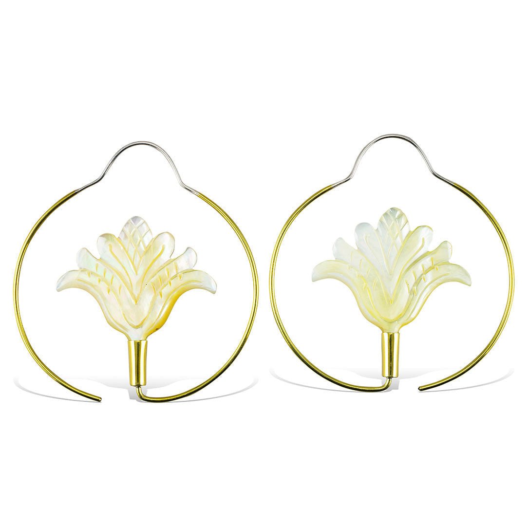 Bellflower Hoops - Shell - Tree Spirit Wellness