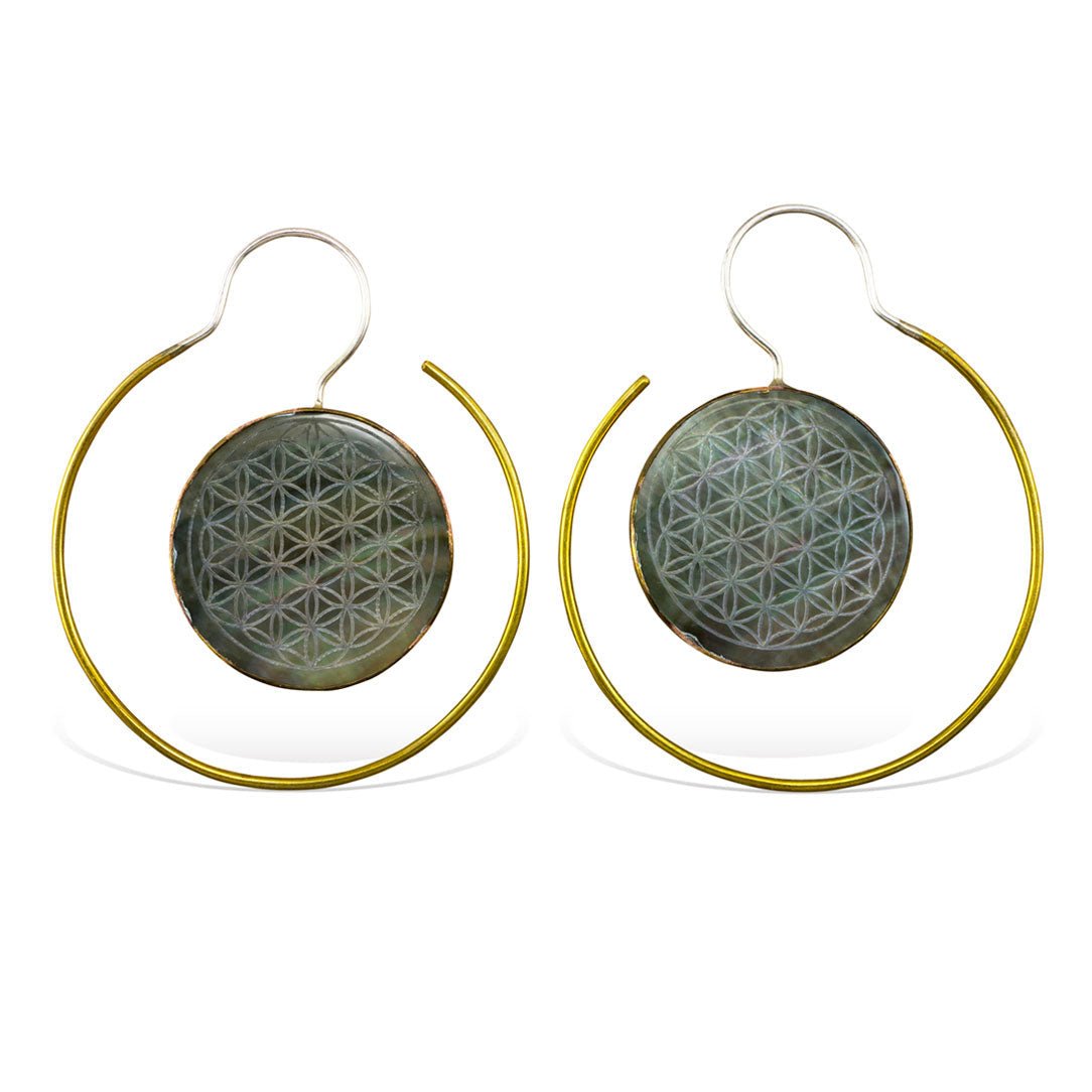 Black Pearl Hoops - Silver Post - Tree Spirit Wellness