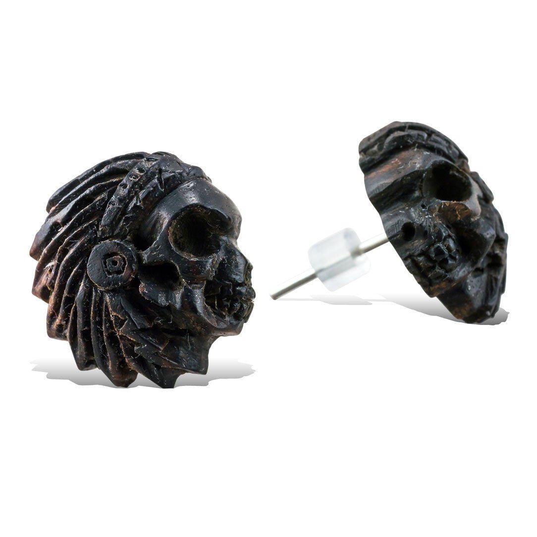 Chief Skulls - Wood Stud Earrings - Tree Spirit Wellness