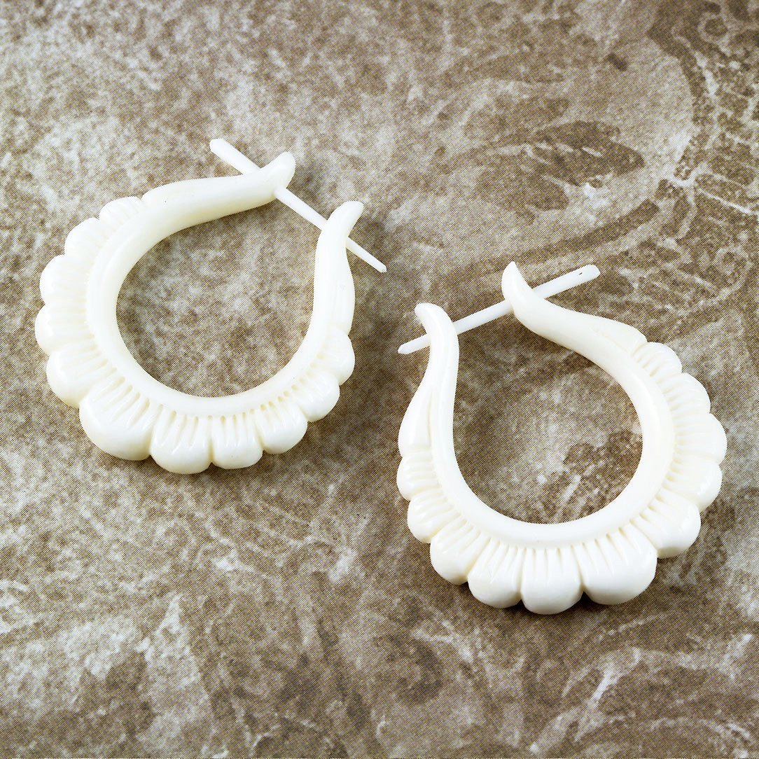 Daisy Hoops - Bone - Tree Spirit Wellness