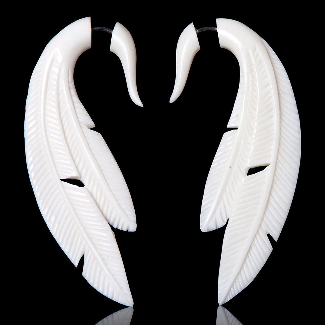 Double Feathers - Bone - Tree Spirit Wellness