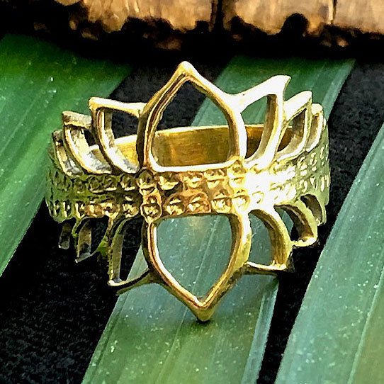 Double Lotus Ring - Brass - Tree Spirit Wellness