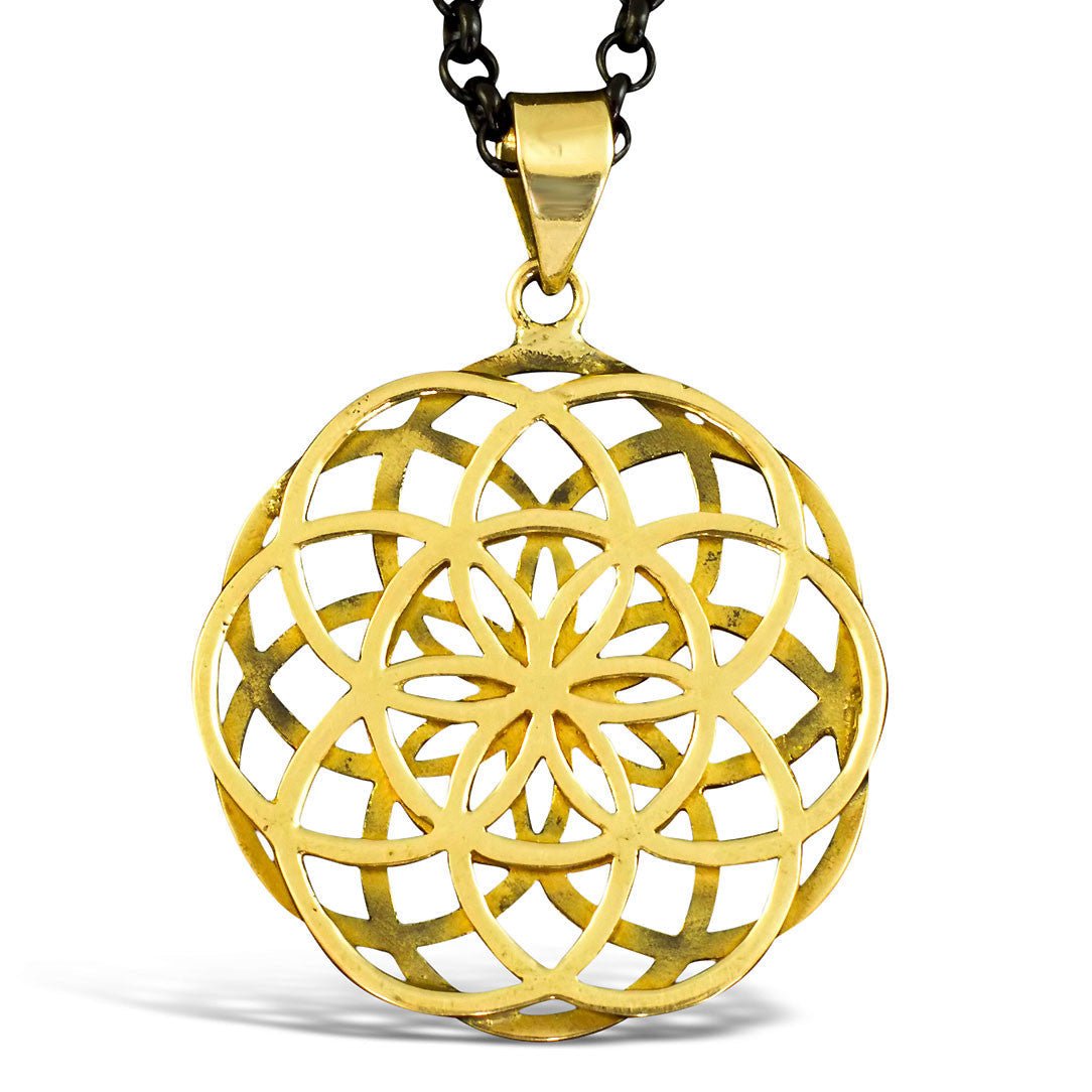 Double Seed of Life - Brass Pendant - Tree Spirit Wellness