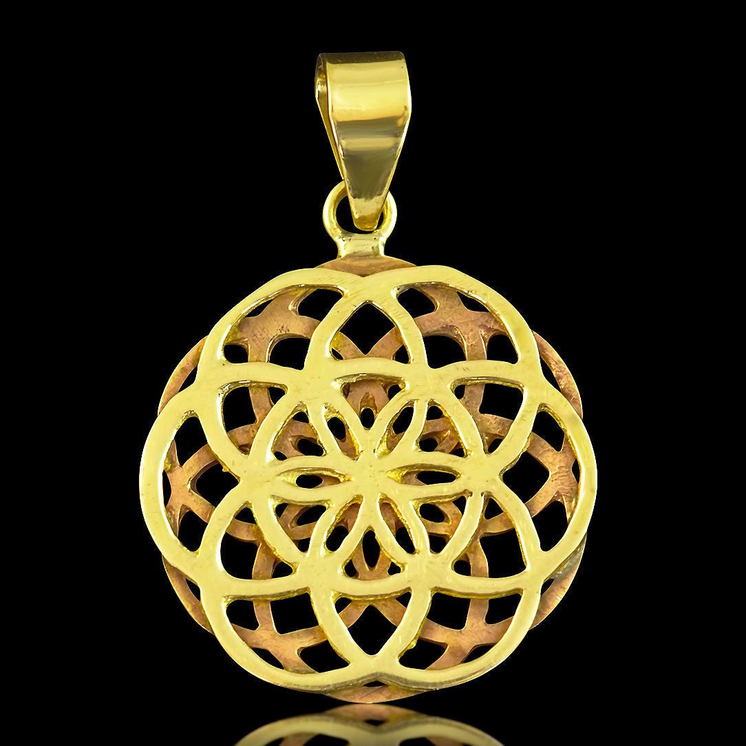 Double Seed of Life - Brass Pendant - Tree Spirit Wellness