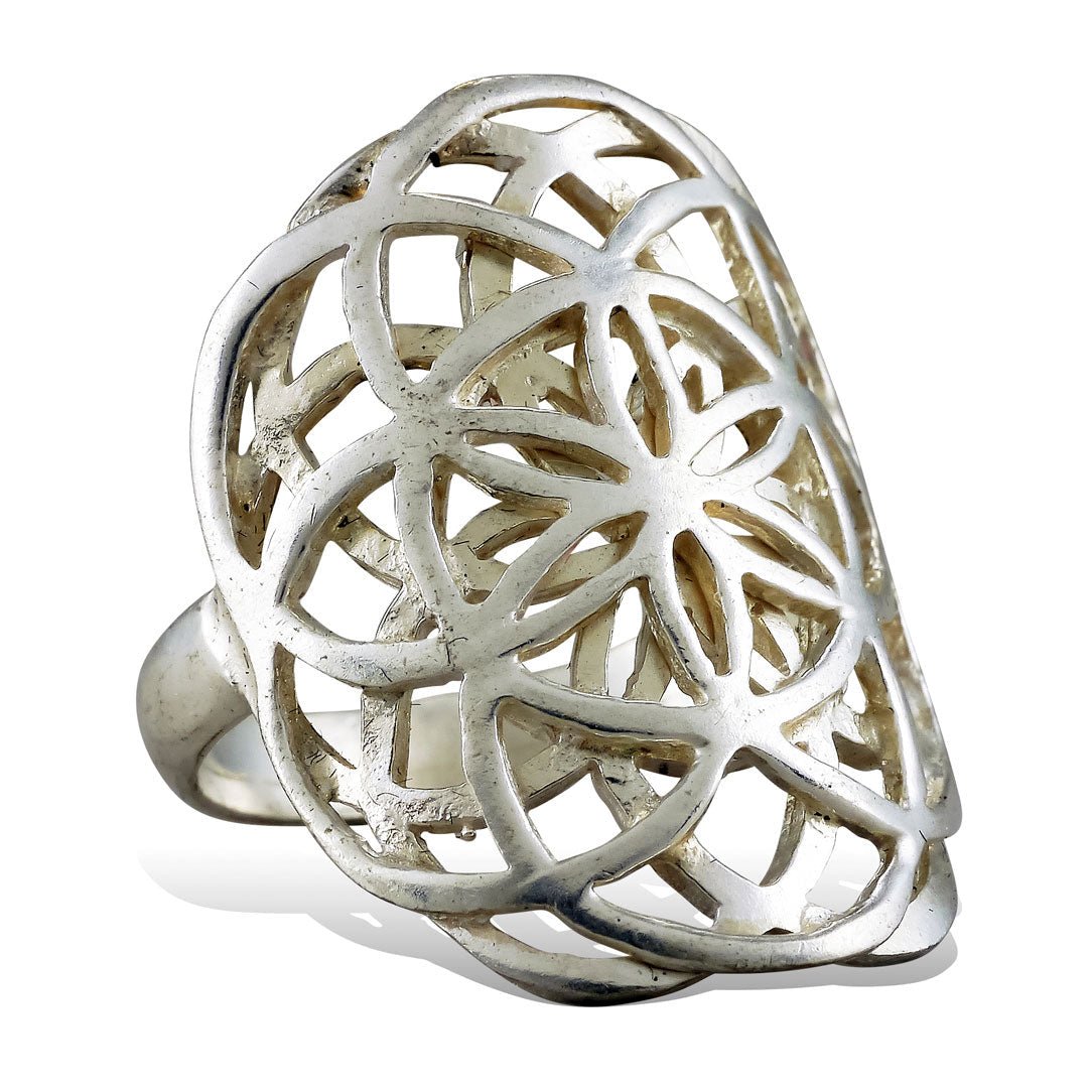 Double Seed of Life Ring - Silver - Tree Spirit Wellness