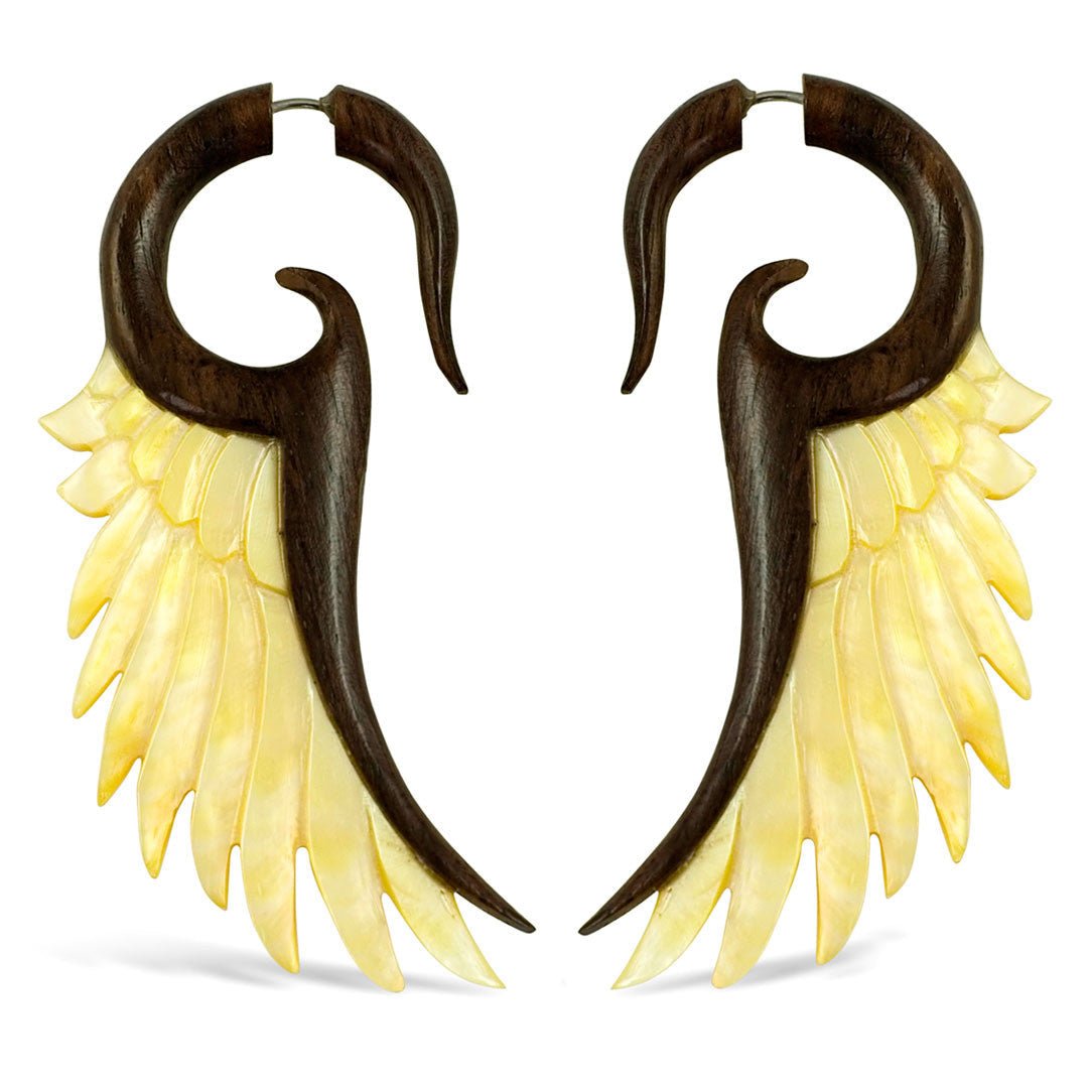 Flared Wings - Wood with Shell - Tree Spirit Wellness