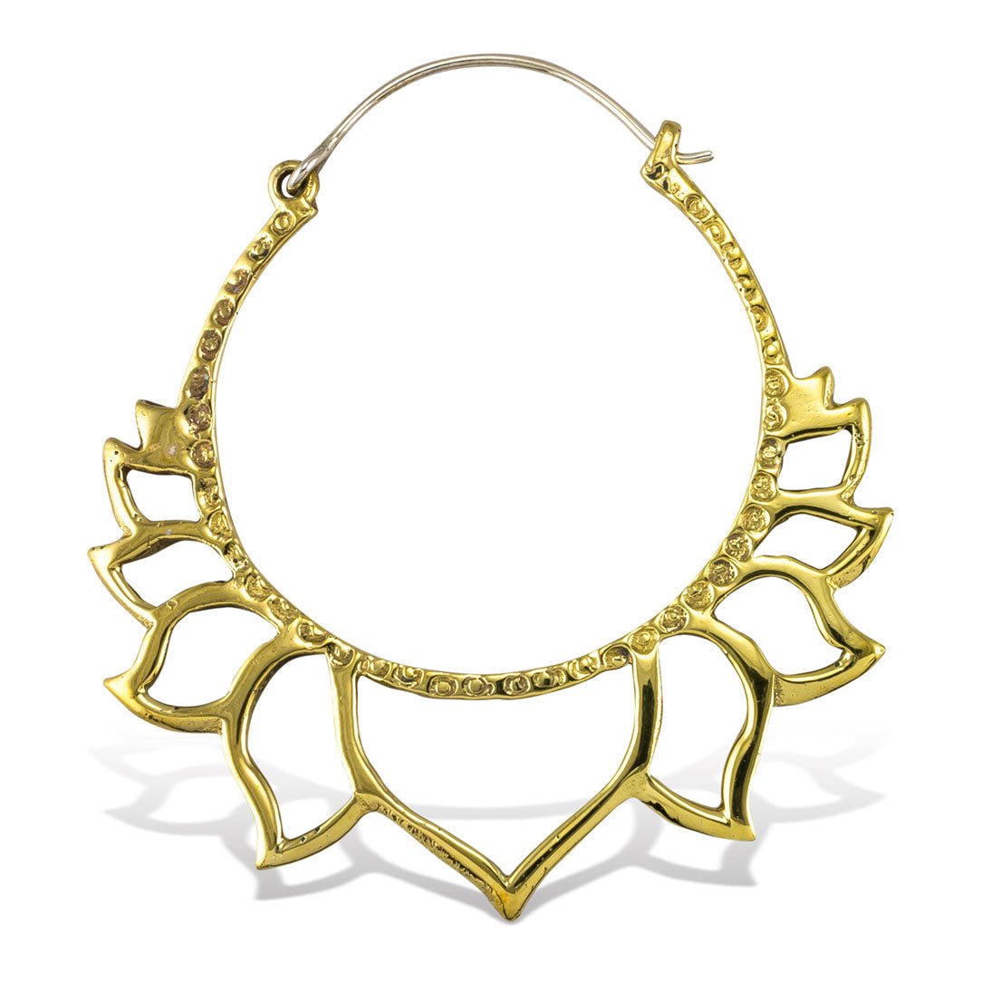 Golden Lotus Hoops - Silver Posts - Tree Spirit Wellness
