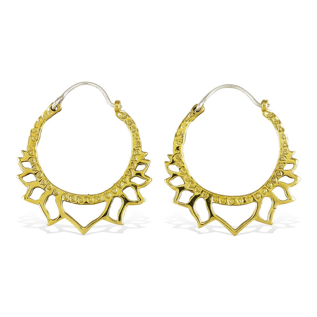 Golden Lotus Hoops - Silver Posts - Tree Spirit Wellness