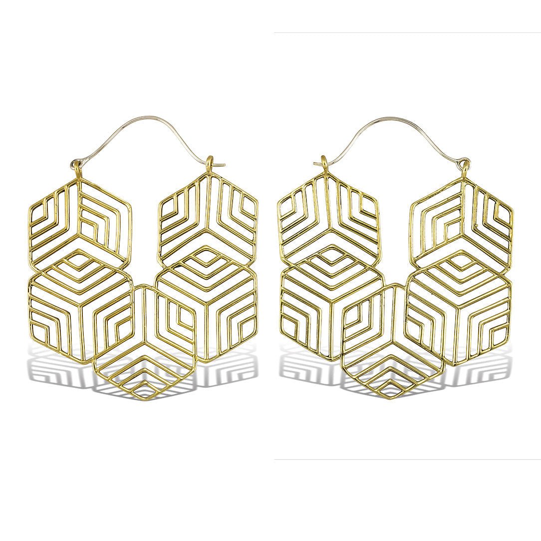 Hexagon Hoops - Silver Post - Tree Spirit Wellness