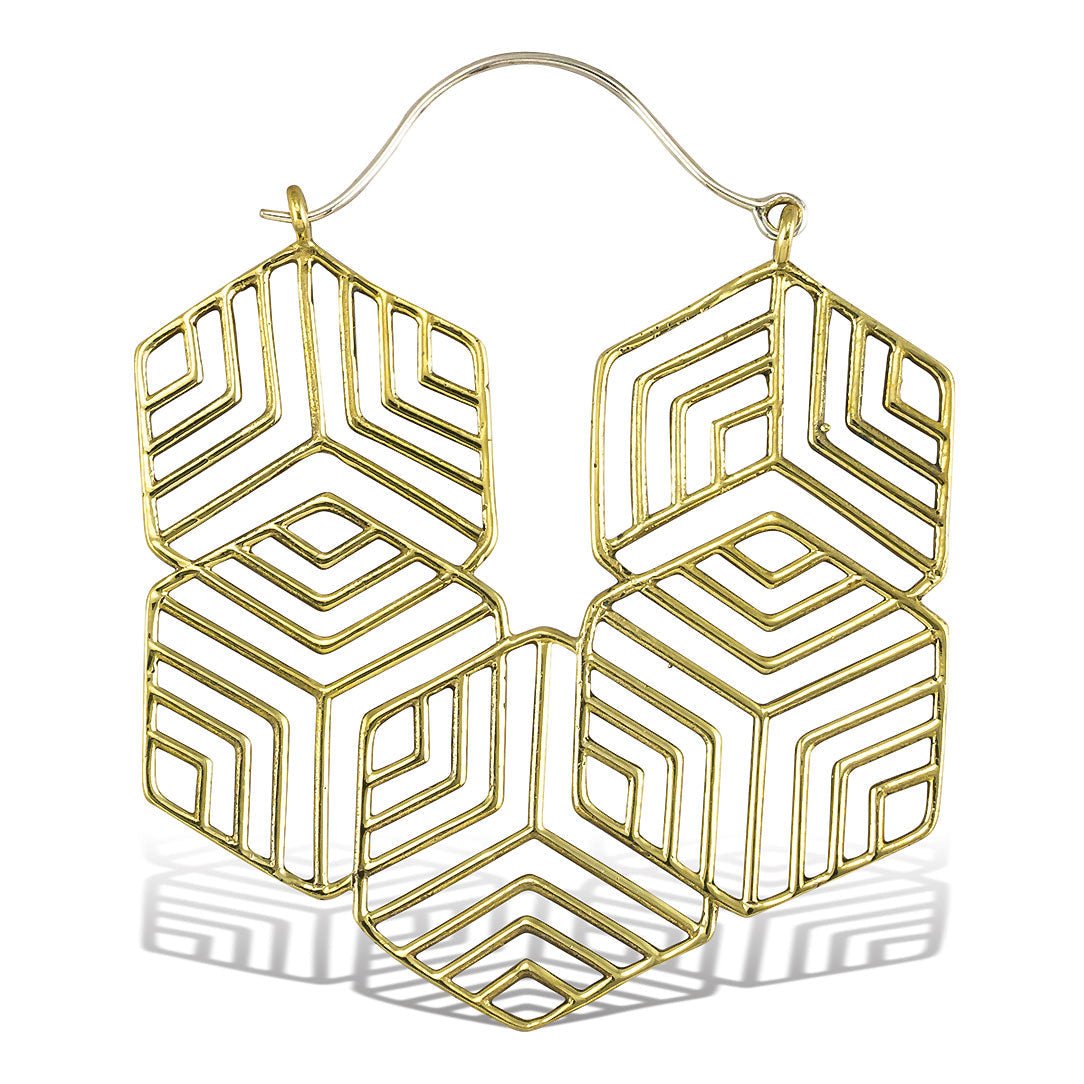 Hexagon Hoops - Silver Post - Tree Spirit Wellness