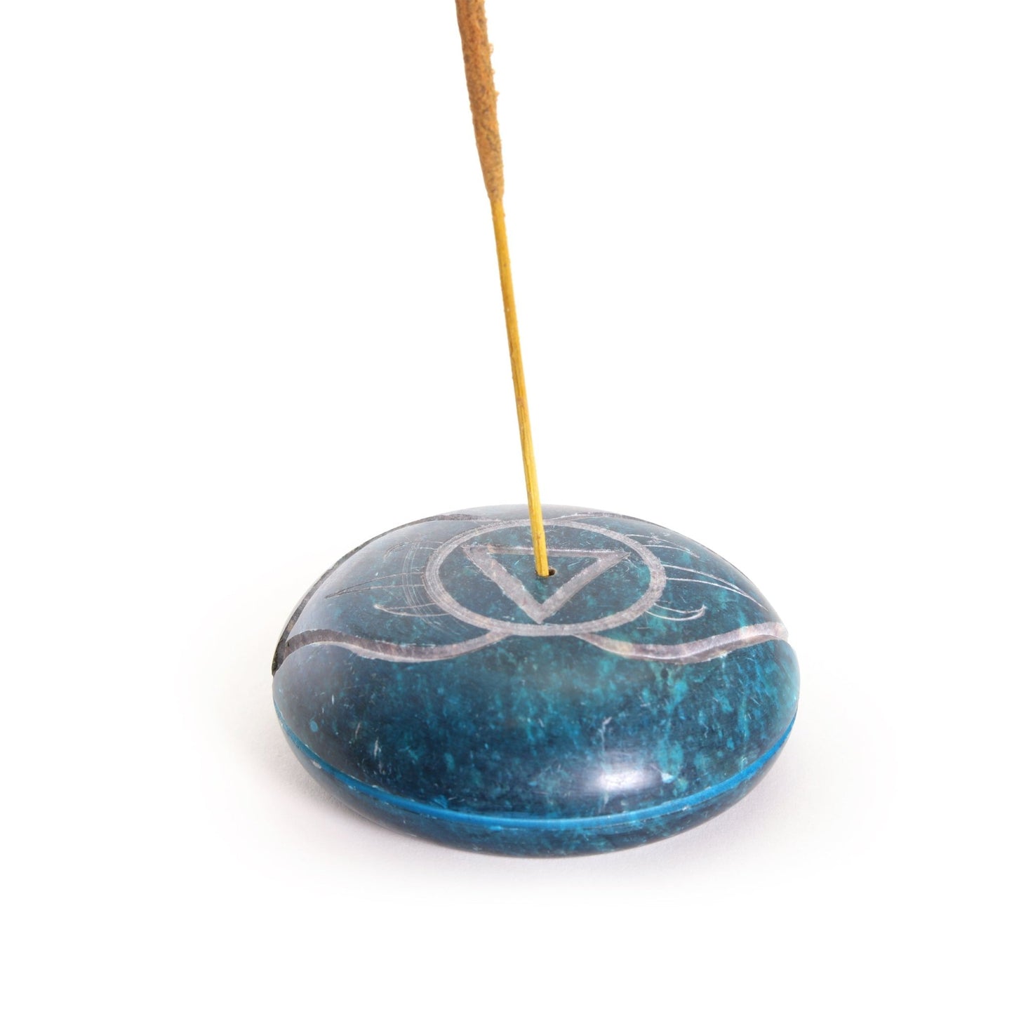 Incense Burner - Soapstone Pebble Third Eye Chakra Ajna 2.5" - Tree Spirit Wellness