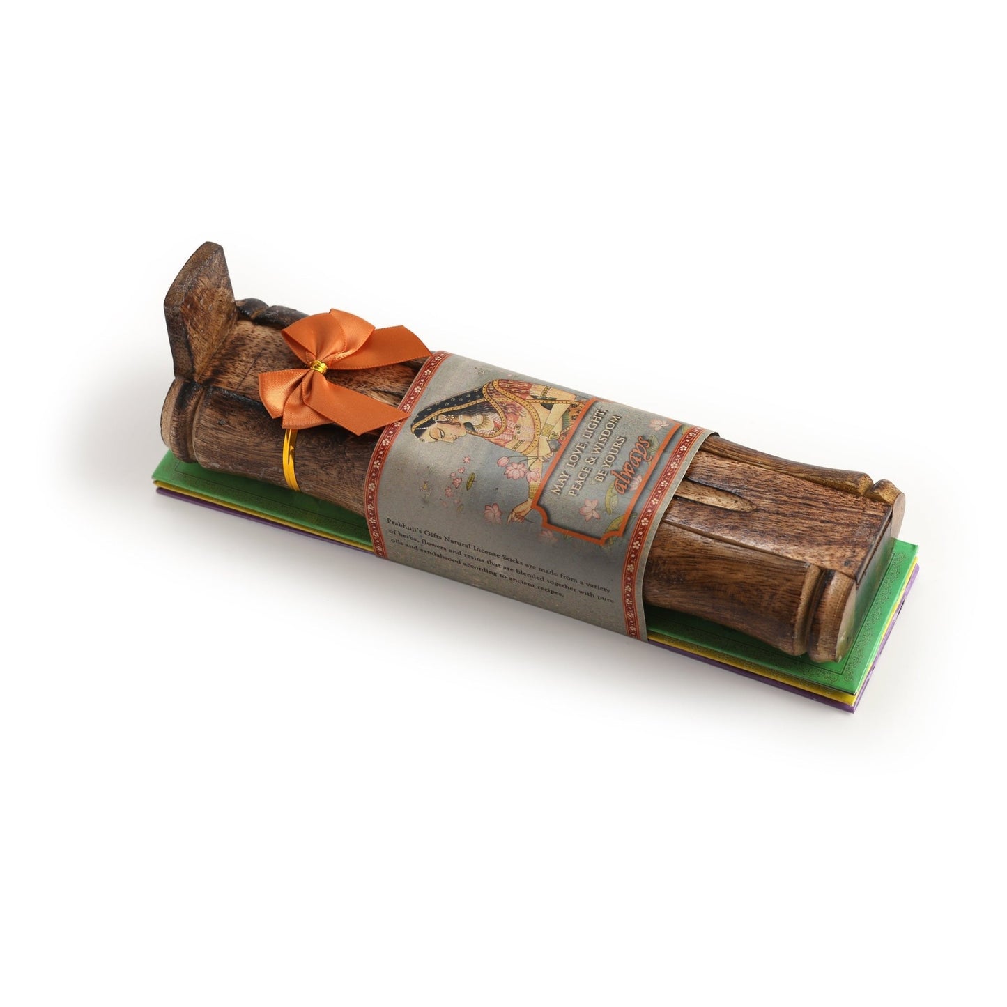 Incense Gift Set - Bamboo Burner + 3 Chakra Incense Sticks Packs & Greeting - Always - Tree Spirit Wellness
