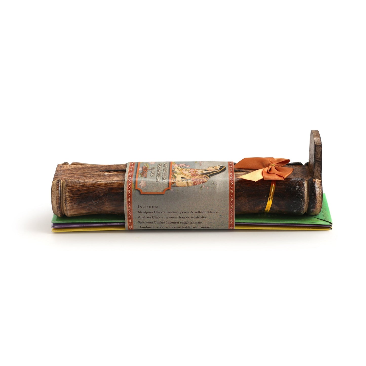 Incense Gift Set - Bamboo Burner + 3 Chakra Incense Sticks Packs & Greeting - Always - Tree Spirit Wellness