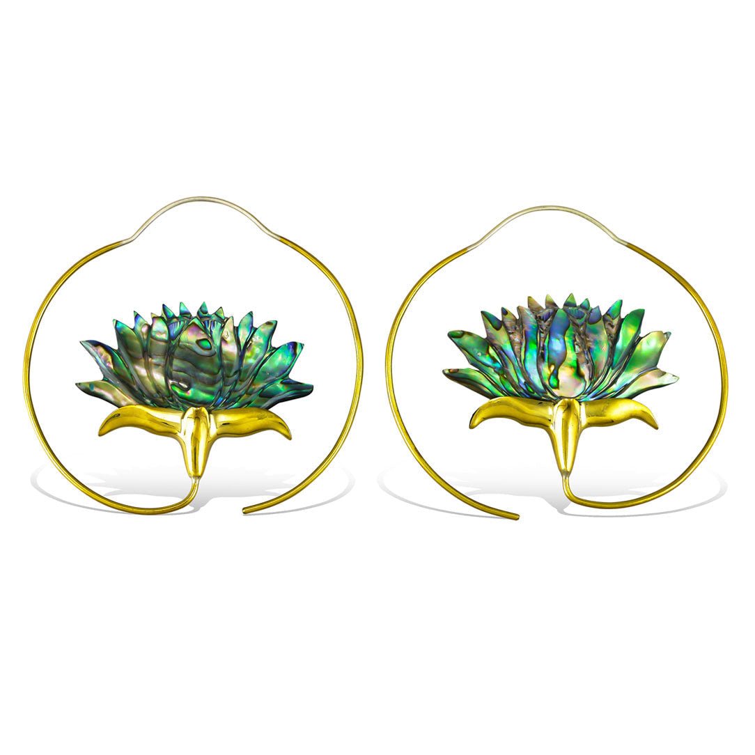 Inner Lotus Hoops - Abalone Shell - Tree Spirit Wellness