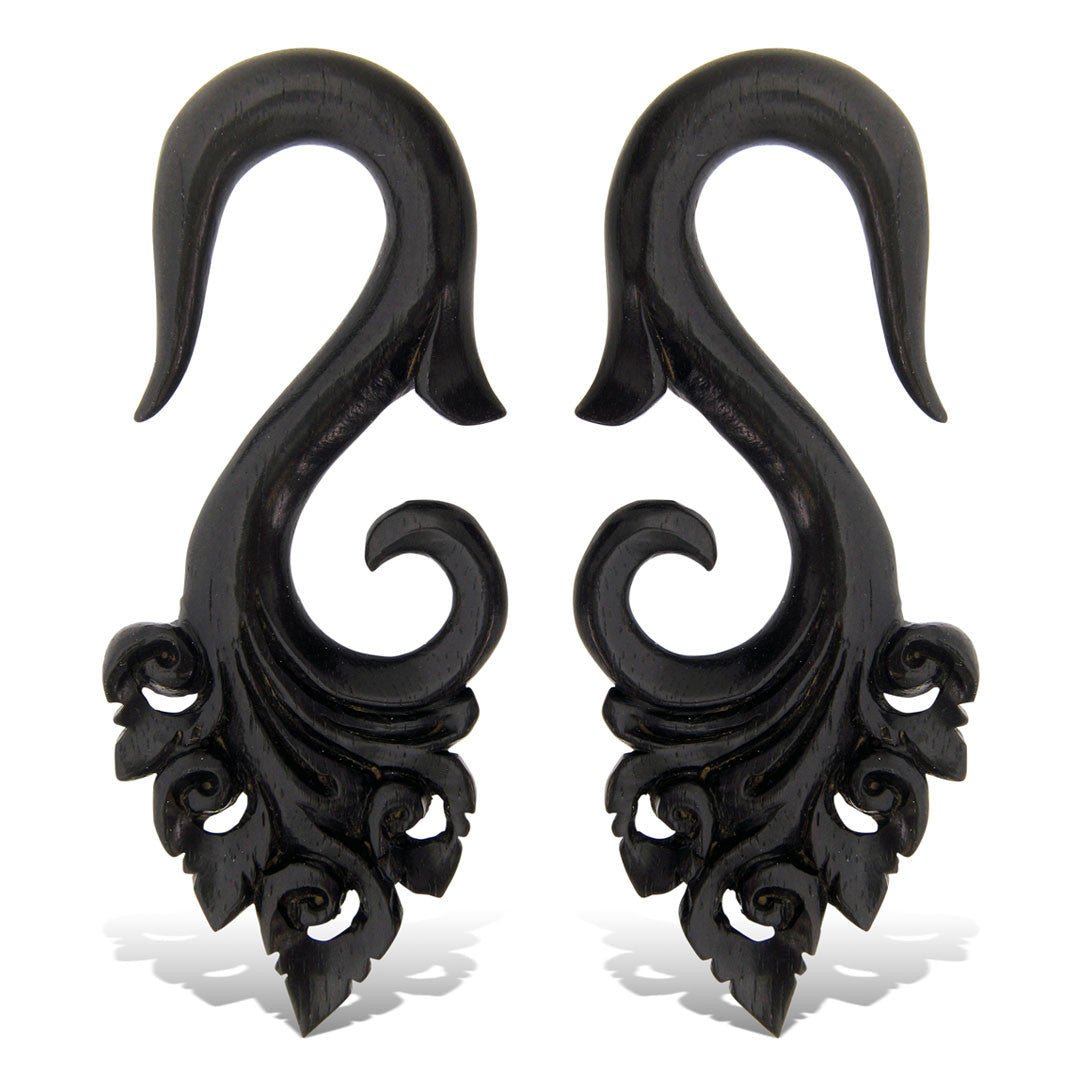 Last Pair! Bali Diamond Curls 4ga - Wood - Tree Spirit Wellness