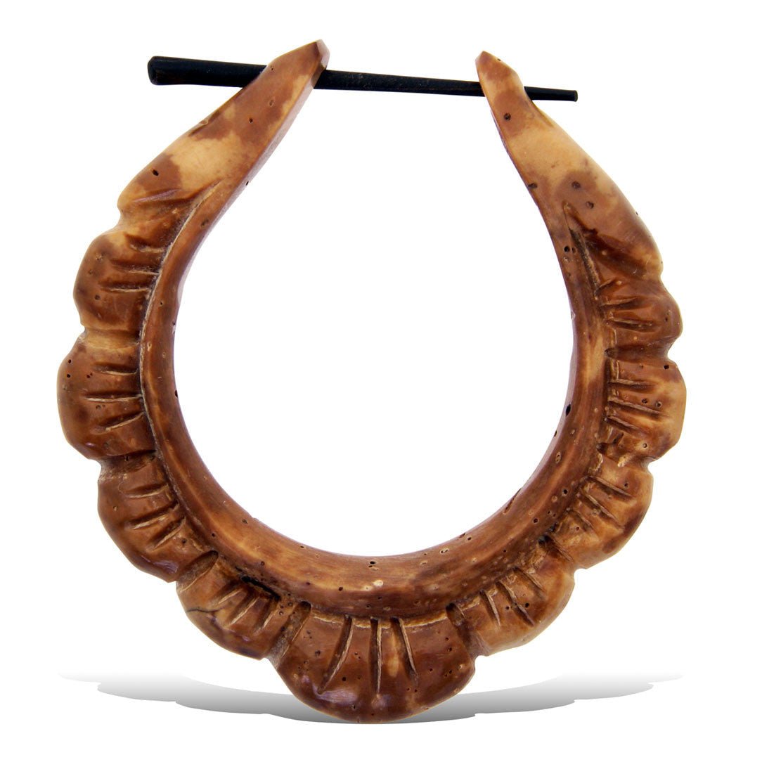 Last Pair! Flower Hoops - Piassava Palm Nut - Tree Spirit Wellness