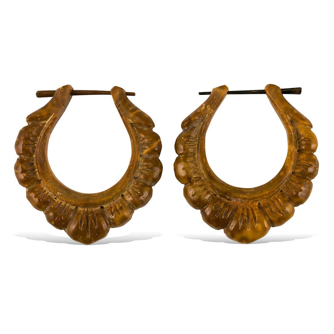 Last Pair! Flower Hoops - Piassava Palm Nut - Tree Spirit Wellness