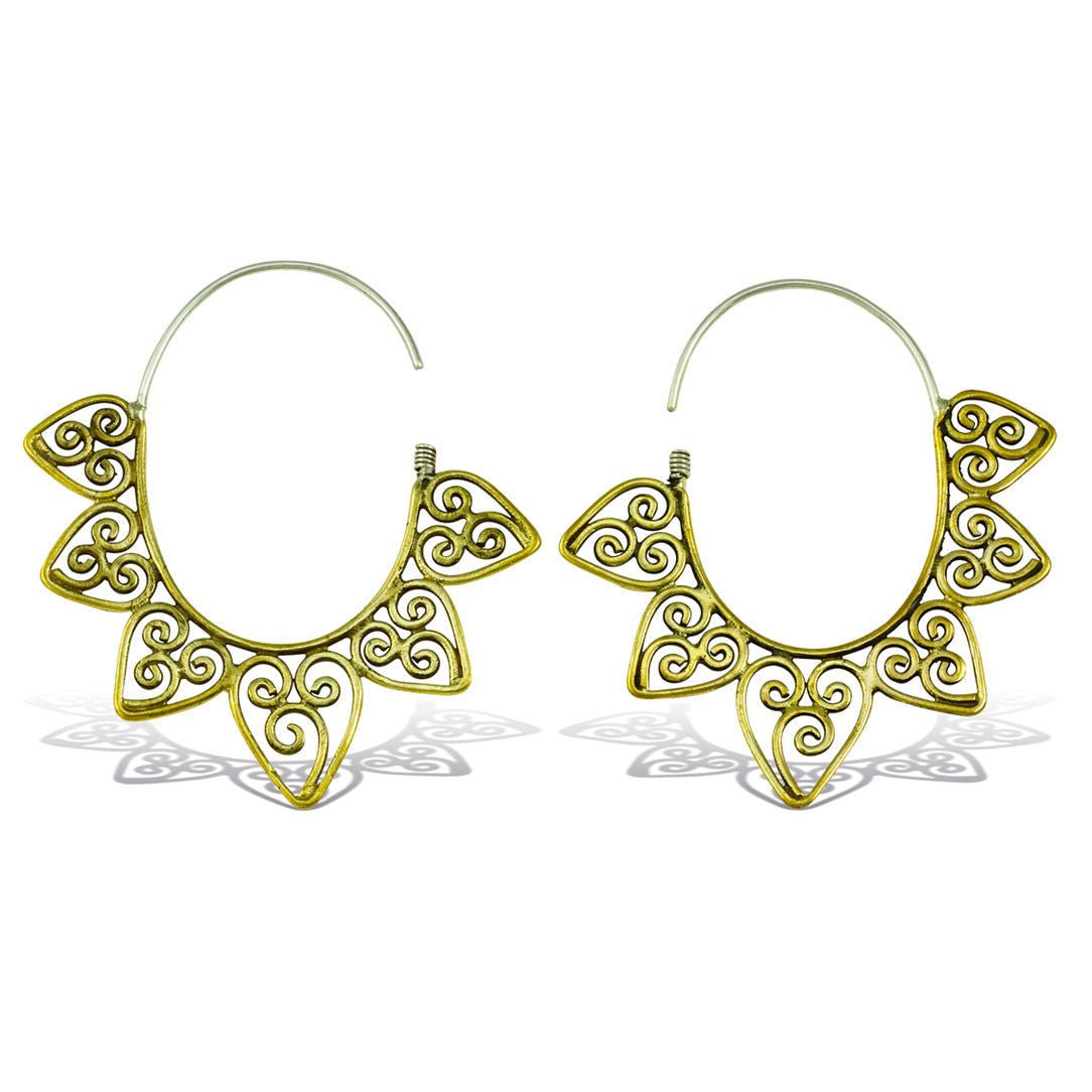 Last Pair! Halo Brass Hoops - Silver Post - Tree Spirit Wellness