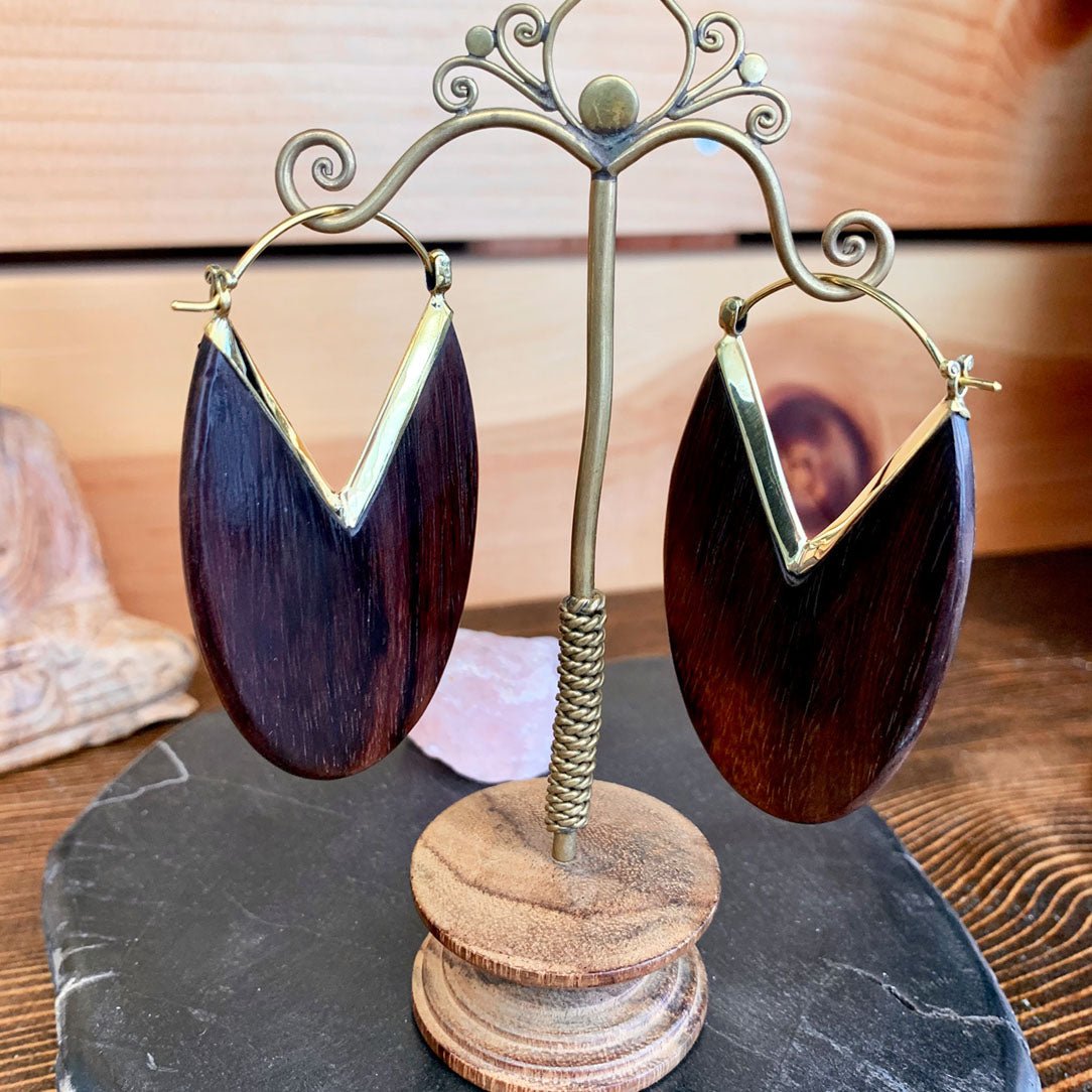 Last Pair! Oval Hoops - Wood - Tree Spirit Wellness