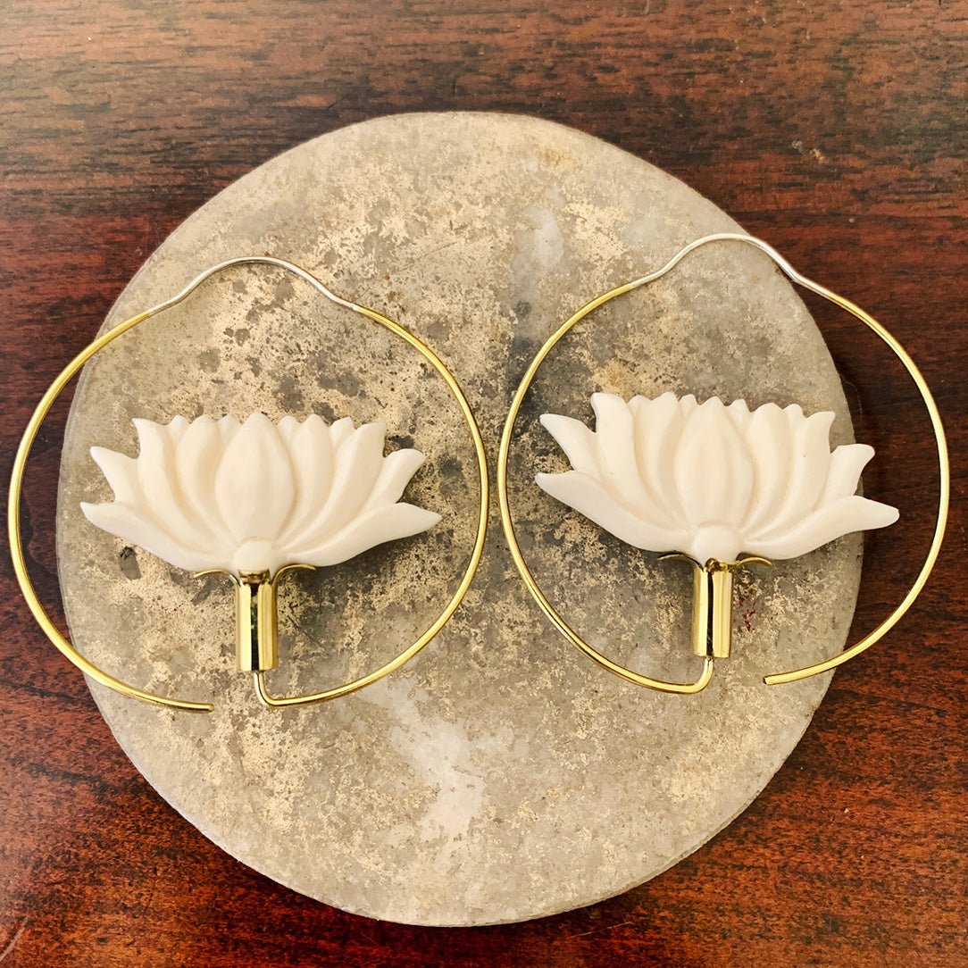 Lotus Hoops - Bone - Tree Spirit Wellness