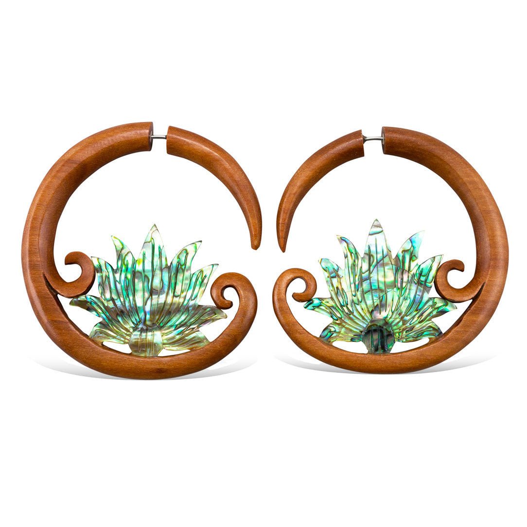 Lotus Moons - Wood with Abalone - Tree Spirit Wellness