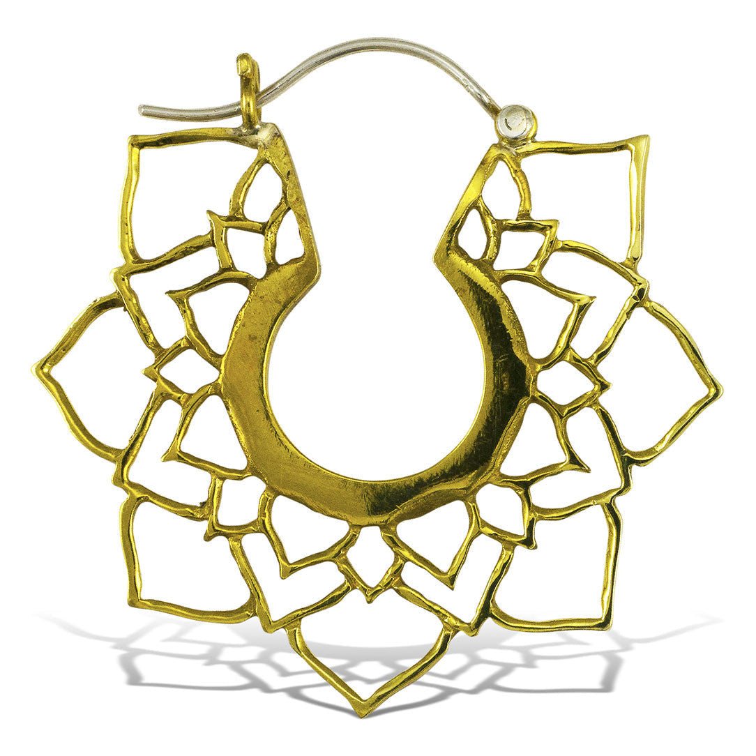 Mandala Lotus Hoops - Silver Post - Tree Spirit Wellness