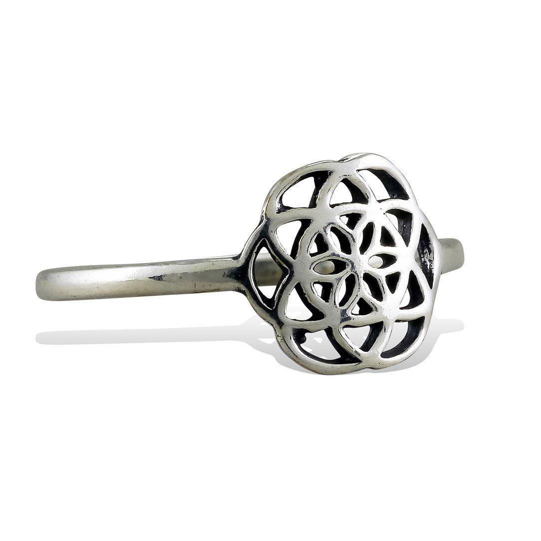 Mini Flower of Life Ring - Silver - Tree Spirit Wellness
